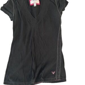 American Eagle Outfitters Black Tee with Pink Accents